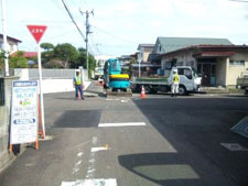 仙台市内で始まった下水管の補修工事現場