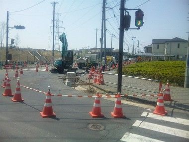 宮城県富谷町で交差点の改良工事